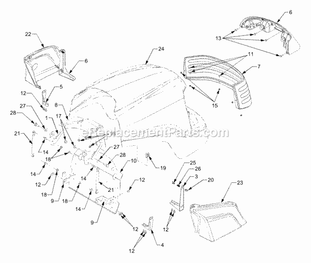 Hood, Grill And Side Panels Diagram and Parts List for 7284 54AD74H-710, 54AT74H-710 Cub Cadet Lawn Tractor